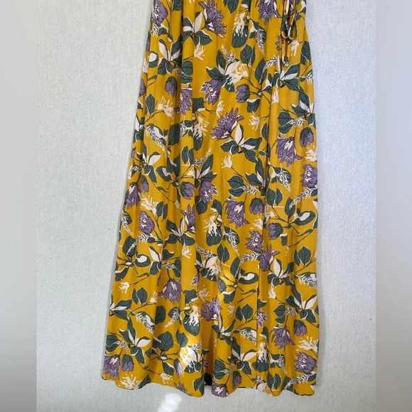 All In Favor Nordstrom yellow floral midi short sleeve dress Sz S - Picture 5 of 9